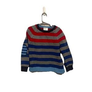 Hanna Andersson 100% Cotton Red/Blue/Gray Striped Sweater size‎ US 5 Euro 110